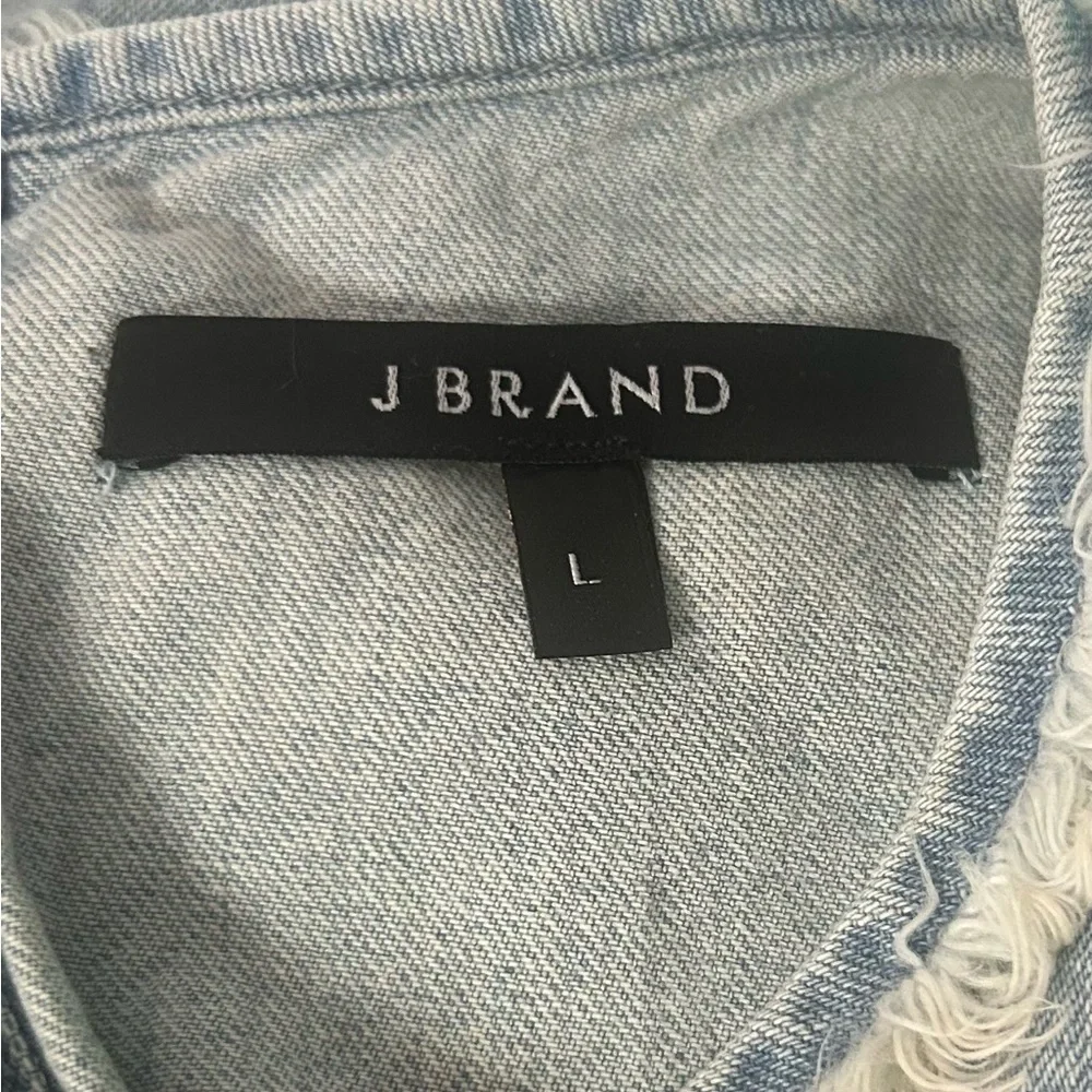 J. Brand Sleeveless Boho Denim Fringe Top Size Large - Picture 3 of 7